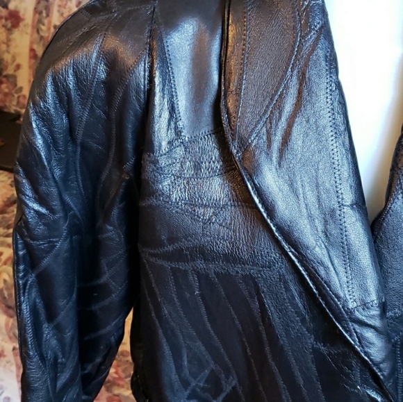 GIOVANNI NAVARRE LEATHER COMPANY Italian Stone Design Leather patchwork jacket - Picture 2 of 4